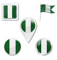 nigeria flag glossy button vector image vector image