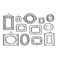 Set vintage photo frames hand drawn Royalty Free Vector