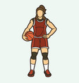 basketball female player action cartoon sport vector image