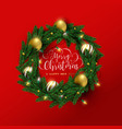 merry year red 3d wreath card vector image vector image