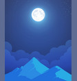 night mountain landscape with whole moon vector image