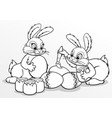 coloring easter bunnies paint eggs vector image