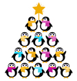 cute penguins creating christmas tree vector image