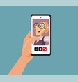 person talking with grandpa on video call vector image vector image