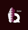 qatar initial letter country with map and flag vector image