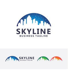 Cityscape with buildings in flat design style Vector Image