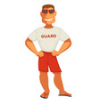 guardian man in white t-shirt and shorts smiling vector image