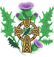 stylized celtic cross framed thistle flowers vector image
