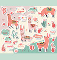 happy llamas sticker collection vector image
