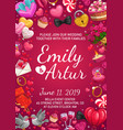 groom and bride names wedding day symbols love vector image vector image