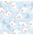 seamless pattern with cute lambs sleeping vector image vector image