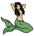 beautiful mermaid with green tail vector image vector image