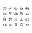 transport line icons airplane helicopter balloon vector image