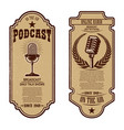 set vintage podcast radio flyers vector image