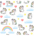 cute unicorns and hearts seamless pattern on white vector image