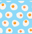 fried eggs seamless pattern on blue background vector image vector image