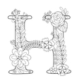 Letter h coloring book for adults Royalty Free Vector Image