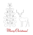 christmas tree and reindeer vector image