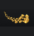 flying golden coins gold coin rain isolated vector image