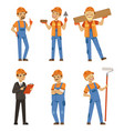 mascot design of builders in different action vector image vector image