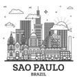 outline sao paulo brazil city skyline with modern vector image