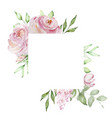 watercolor square frame of delicate pink roses vector image vector image
