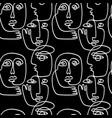 line art people abstract faces seamless pattern vector image vector image