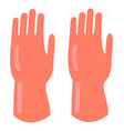 orange cleaning gloves flat icon hand vector image vector image