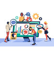 people with magnifying glass concept young vector image vector image