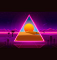 retro wave desert neon cover with oasis and palm vector image