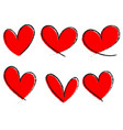 set red heart hand drawn isolated vector image