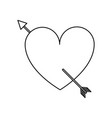 heart with arrow love valentine line vector image