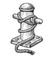 mooring bollard with ship rope marine concept vector image vector image
