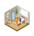 people morning routine isometric composition vector image vector image