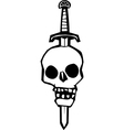 skull impaled on a sword vector image vector image