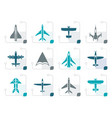 stylized different types of plane icons vector image