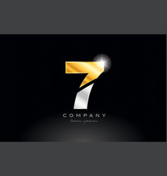 Number 2 gold golden metal logo icon design Vector Image