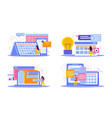 planning flat compositions set vector image