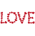 word love made of red hearts vector image vector image