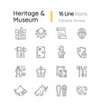 heritage and museum linear icons set vector image