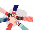 hands diverse group women putting together vector image vector image