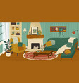 living room with fireplace interior hand drawn vector image vector image