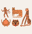 set with cartoon tigers vector image