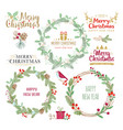 christmas wreaths silhouettes vector image