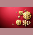 gold abstract flowers asian pattern background vector image vector image