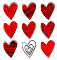 set doodle hearts vector image