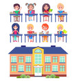 students elementary school at desks vector image