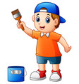 Little boy painting with paint brush Royalty Free Vector