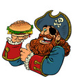 pirate funny character fast food burger vector image vector image