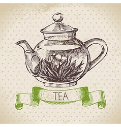 Hand drawn sketch tea set Royalty Free Vector Image